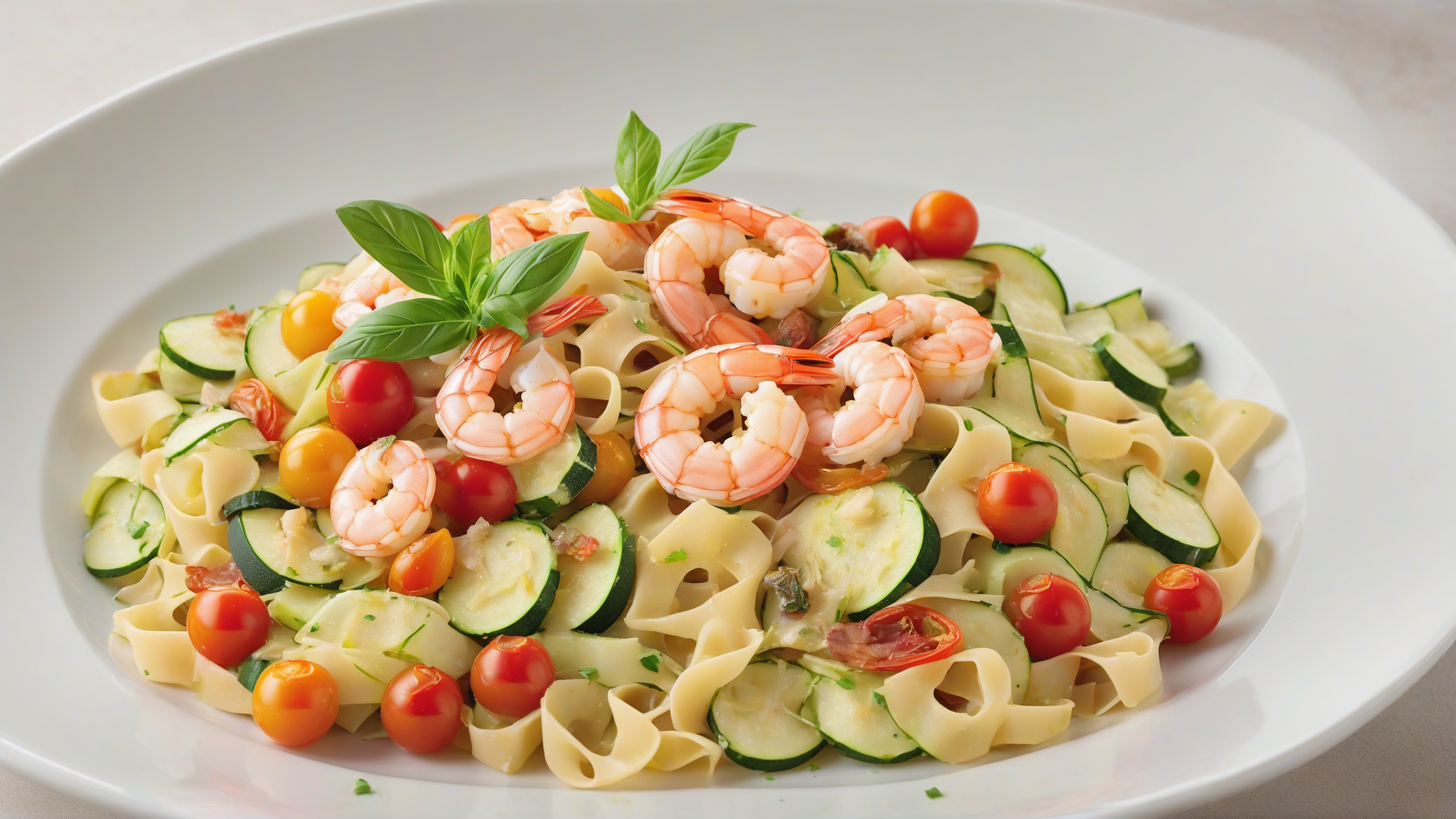 pasta zucchine gamberetti e pomodorini